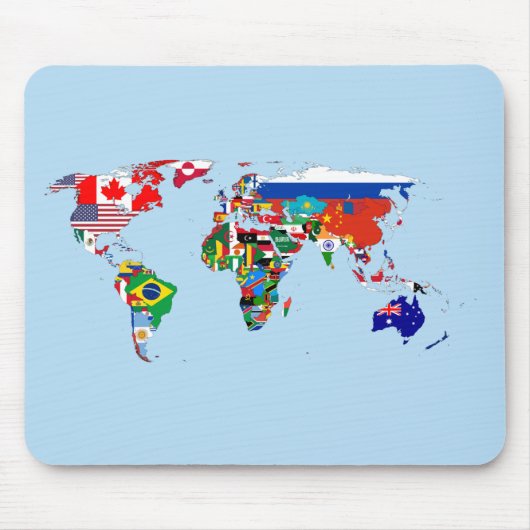 Wereldkaart van Flags Mousepad Muismat (Voorkant)