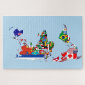 Wereldkaart van Flags Puzzle Legpuzzel (Horizontaal)