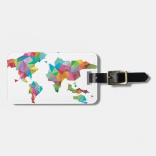 wereldkaart van geometrische vormen bagagelabel