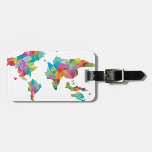 wereldkaart van geometrische vormen bagagelabel (Voorkant horizontaal)