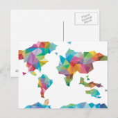 Wereldkaart van geometrische vormen briefkaart (Voorkant / Achterkant)