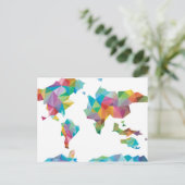 Wereldkaart van geometrische vormen briefkaart (Staand voorkant)
