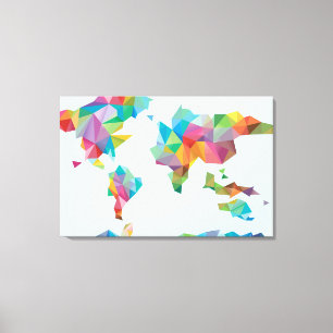 wereldkaart van geometrische vormen canvas afdruk
