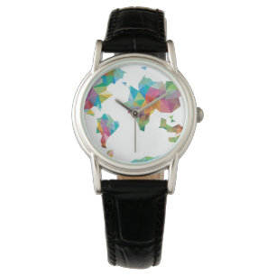 wereldkaart van geometrische vormen horloge