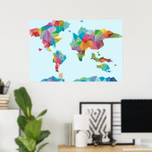 Wereldkaart van geometrische vormen poster (Thuiskantoor)