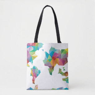 wereldkaart van geometrische vormen tote bag