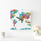 wereldkaart van geometrische vormen vierkante klok (Huis)