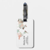 Wereldkaart van gepersonaliseerde monogram Waterve Bagagelabel (Achterkant verticaal)