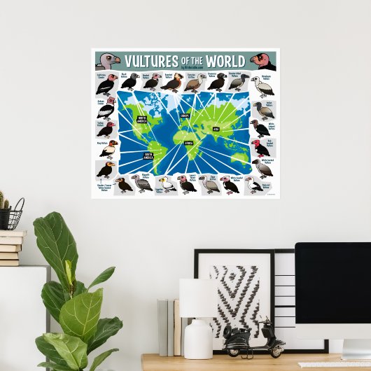 Wereldkaart van Gieren Poster (Thuiskantoor)
