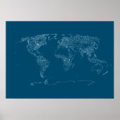 Wereldkaart van grote rivieren, meren en kustlijne poster (Voorkant)