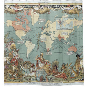 Wereldkaart van het Britse Rijk (1886) Douchegordijn
