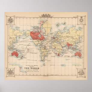  Wereldkaart van het Britse Rijk (1888) Poster