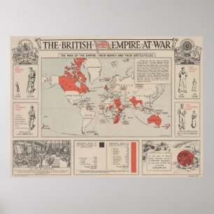  Wereldkaart van het Britse Rijk (1916) Poster