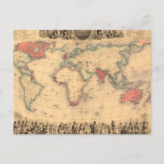 Wereldkaart van het Britse Rijk Briefkaart (Voorkant)