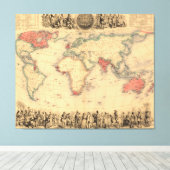 Wereldkaart van het Britse Rijk Canvas Afdruk (Insitu (Houten vloer))