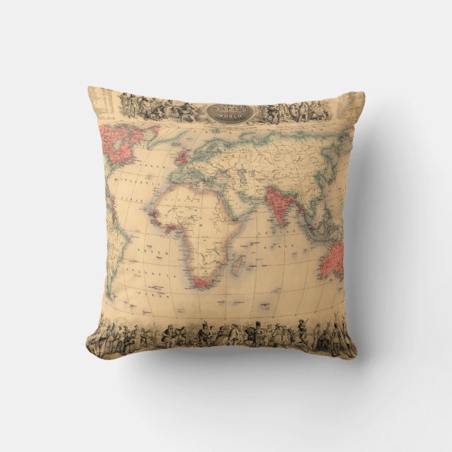 wereldkaart van het Britse Rijk Kussen (Voorkant)