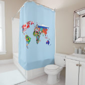 Wereldkaart van het Vlaggendouchergordijn Douchegordijn (In situ)