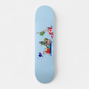 wereldkaart van het vlaggenskateboard persoonlijk skateboard