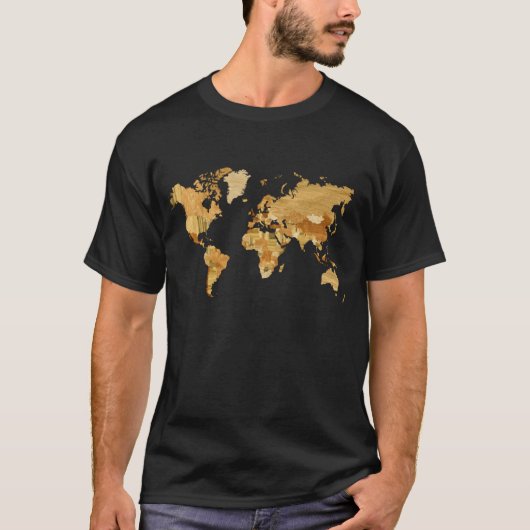 Wereldkaart van hout 2 t-shirt (Voorkant)