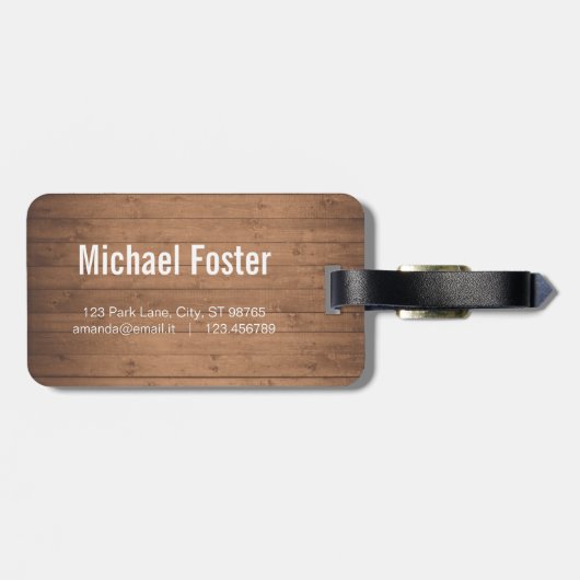 Wereldkaart van hout rustisch Bagagelabel (Achterkant horizontaal)