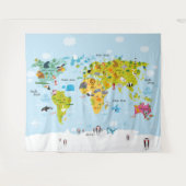 Wereldkaart van kinderen Bedroom Achtergrond Wandkleed (Voorkant (horizontaal))