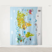 Wereldkaart van kinderen Bedroom Achtergrond Wandkleed (Voorkant)
