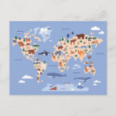 wereldkaart van kinderen met dieren briefkaart (Voorkant)