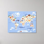 wereldkaart van kinderen met dieren canvas afdruk (Voorkant)