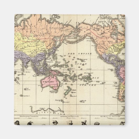 Wereldkaart van kledingstijlen magneet (Voorkant)