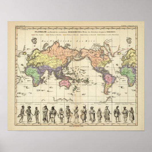 Wereldkaart van kledingstijlen poster (Voorkant)