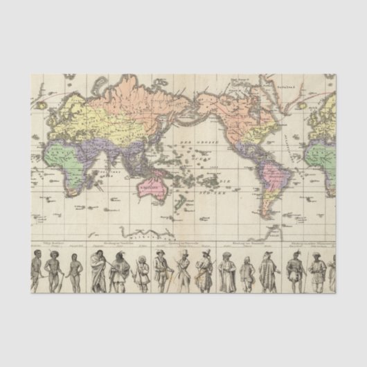 wereldkaart van kledingstijlen tissuepapier (Voorkant)