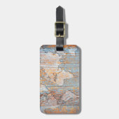 Wereldkaart van kunsthout bagagelabel (Voorkant verticaal)