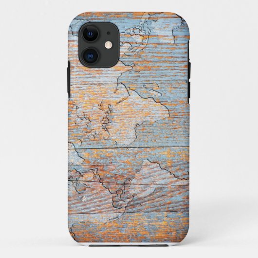 Wereldkaart van kunsthout Case-Mate iPhone case (Achterkant)