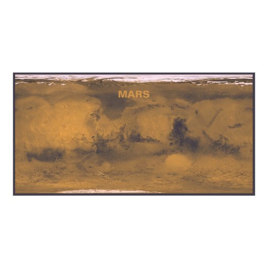 Wereldkaart van Mars Red Planet door satelliet Foto Afdruk (Voorkant)