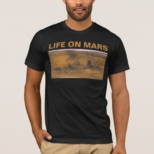 Wereldkaart van Mars Red Planet door satelliet T-shirt (Voorkant)