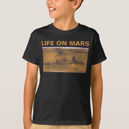 Wereldkaart van Mars Red Planet door satelliet T-shirt (Voorkant)