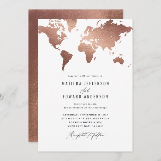 Wereldkaart van metalen roos (Voorkant / Achterkant)