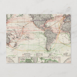 Wereldkaart van oceaanstromen briefkaart