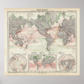 Wereldkaart van oceaanstromen poster (Voorkant)