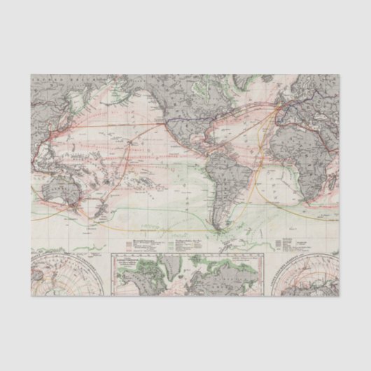 wereldkaart van oceaanstromen tissuepapier (Voorkant)