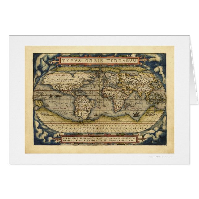 wereldkaart van Ortelius 1570 (Voorkant Horizontaal)