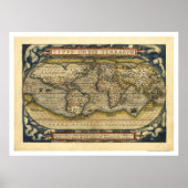 Wereldkaart van Ortelius 1570 Poster (Voorkant)