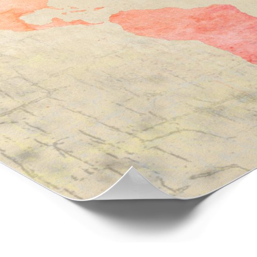 wereldkaart van oudere waterverf  poster (Hoek)