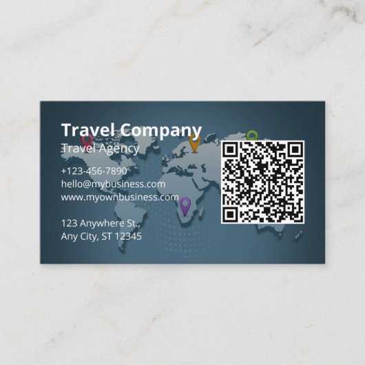 Wereldkaart van reisbureaus visitekaartje (Voorkant)