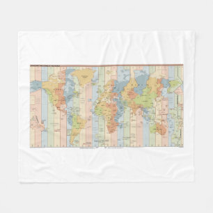 Wereldkaart van tijdzones fleece deken