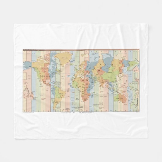 Wereldkaart van tijdzones fleece deken (Voorkant (Horizontaal))