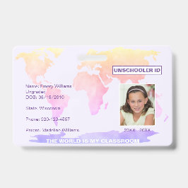 Wereldkaart van Unschooler Student ID Badge