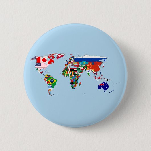 Wereldkaart van vlaggen ronde button 5,7 cm (Voorkant)