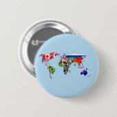 Wereldkaart van vlaggen ronde button 5,7 cm (Voorkant /achterkant)