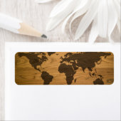 Wereldkaart van Woodgrain Textured Etiket (Insitu)